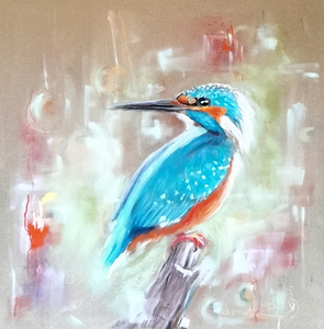 Ik schilder vooral tuinvogels die ik in mijn eigen tuin tegenkom met verschillende materialen.  