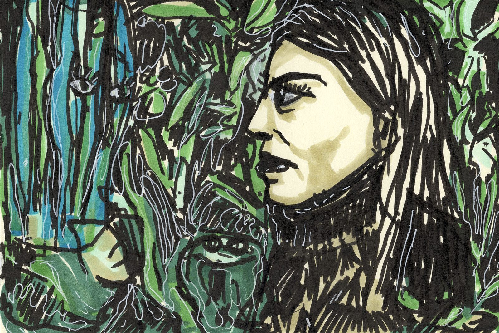 Jungle eyes marker drawing #37