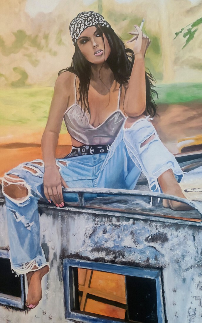 Rebellion in blue ripped jeans 