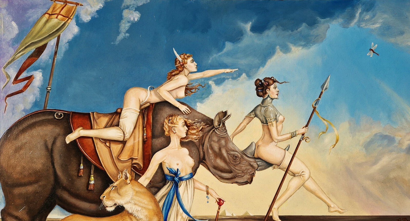 De optocht van de zwarte neushoorn.