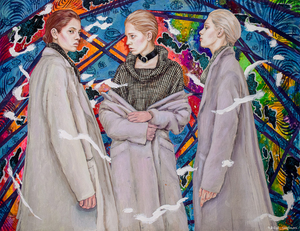 By means of her paintings the artist is eager to communicate to her viewer all the importance of self-acceptance as personality, acceptance of all sides – both good and bad. It is essential to calmly understand your dark side and make friends with it. In fact entirety of human nature is composed of the good and the bad, deceit and truth, fearlessness and cowardliness. Only in harmony between all these sides a human will find their true calling 
and experience satisfaction from being.
