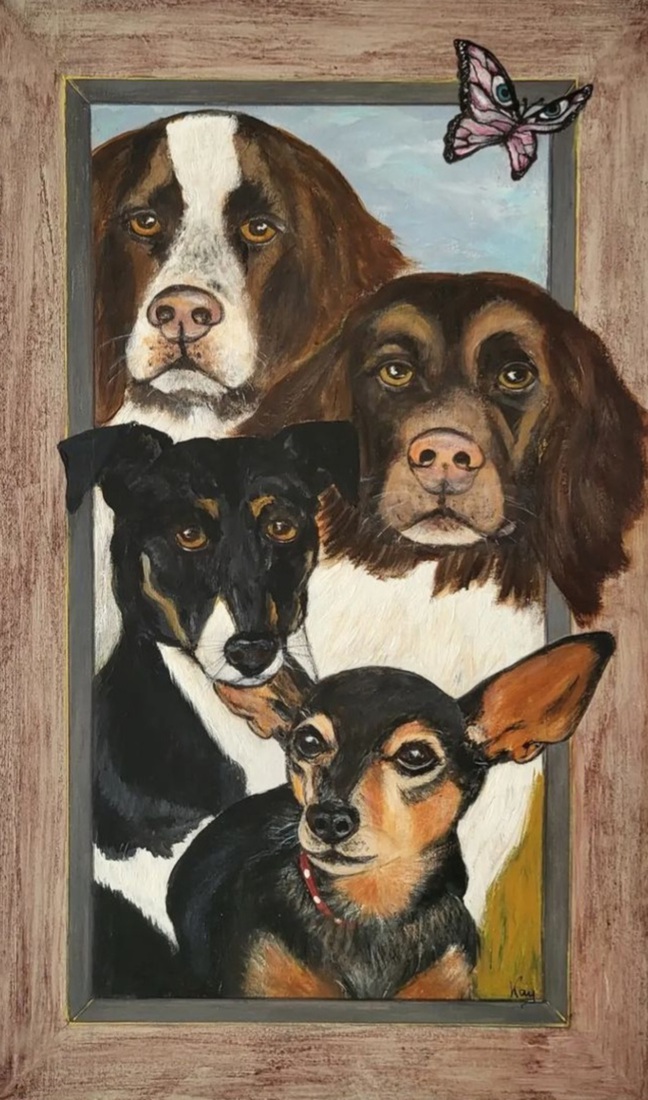 Portret van 4 honden