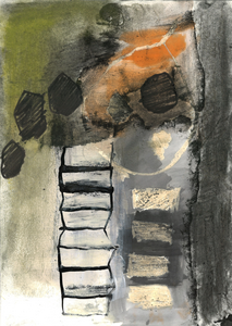 De reeks van 9 (dagboek)fragmenten maakte ik in serie in een flow van impressies van de dag. Zoeken, voelen, veranderen, bijdoen, wegdoen... Het resultaat van een innerlijke tocht.