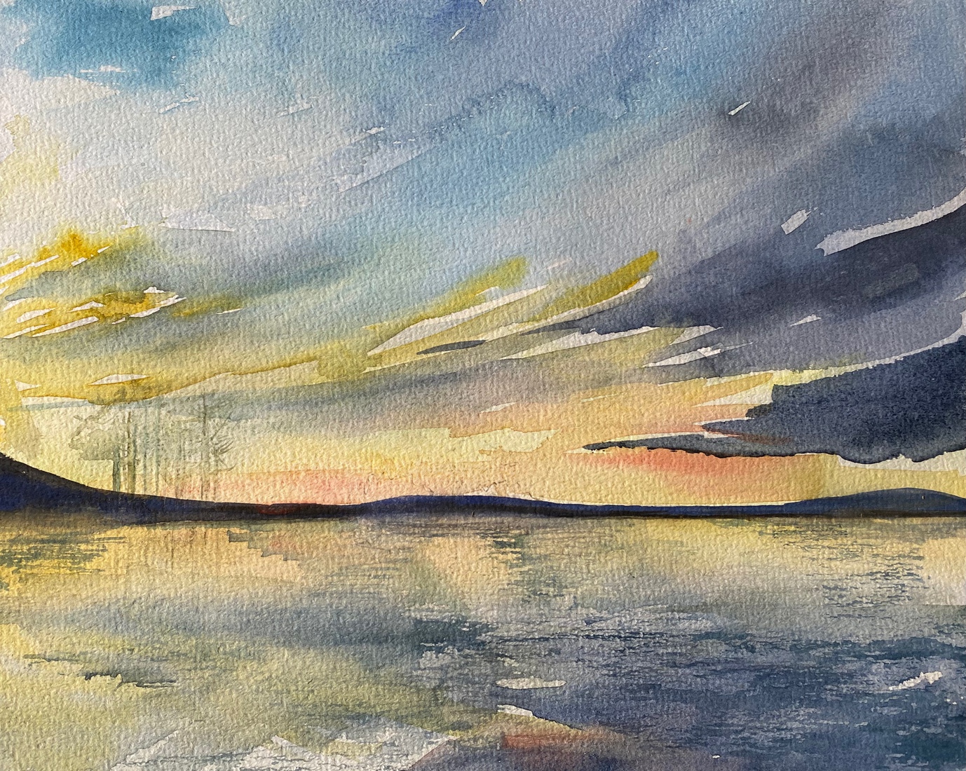 Avondzon boven het meer