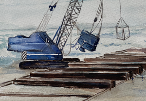 Industrieel werk, vaak gerelateerd aan scheepvaart