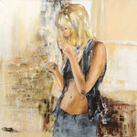 In mijn schilderijen is altijd een fascinatie voor het menselijk lichaam te zien. Hierbij staan houding en beweging centraal. Aangezien ik een voorkeur heb voor het zachte in de mens schilder ik het liefste vrouwenfiguren. Tijdens het omgaan met de materie verf ontstaat een heerlijk duet.