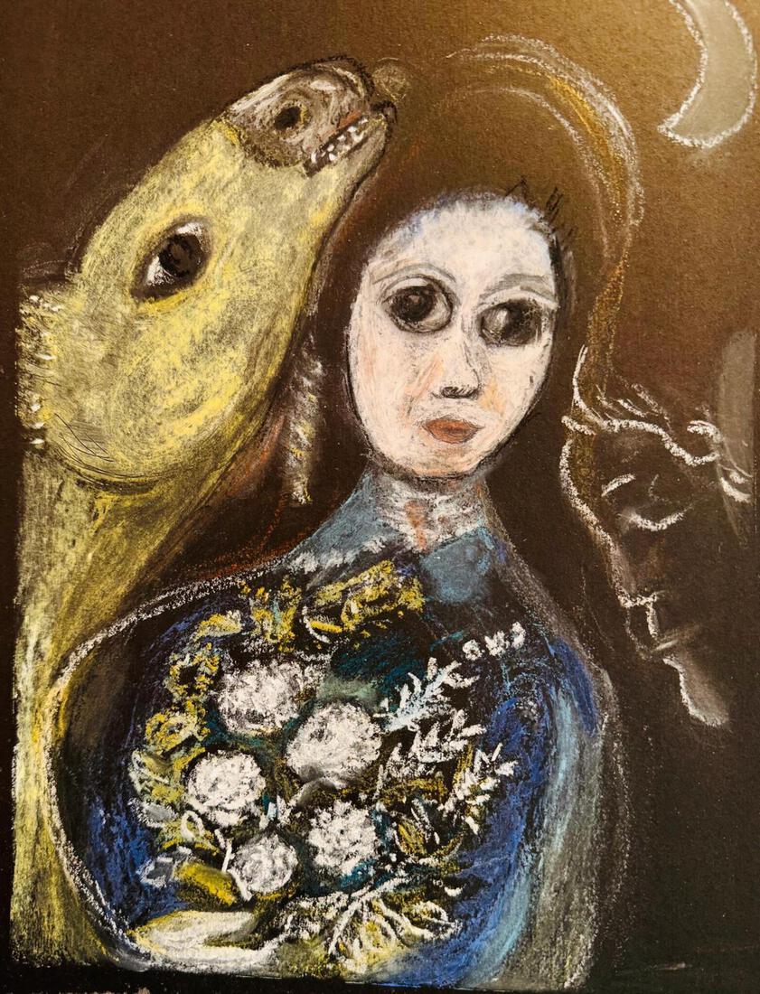 ‘Vrouw met bloemen en paardenhoofd’