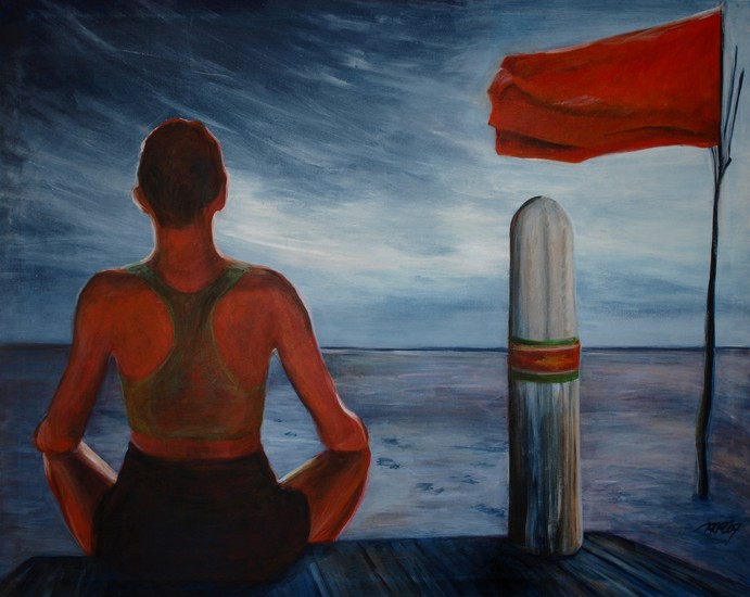 de rode vlag hangt uit