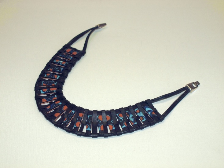 collier orange and blue mokumee