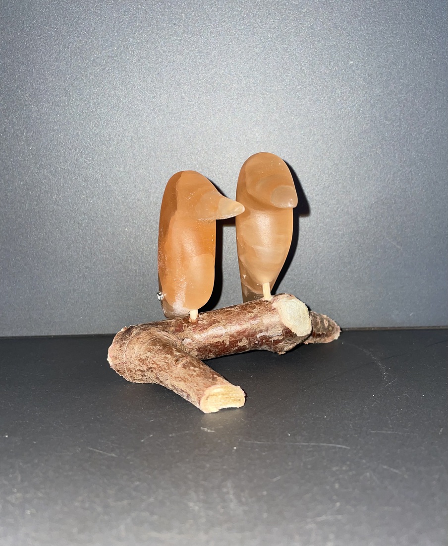 Setje ijsvogeltjes van seleniet (5))