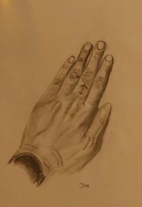 Potlood tekeningen, zowel grafiet als kleur.