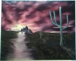 Landschappen gemaakt door het bekijken van hoe schildertechniek nat in nat werkt.