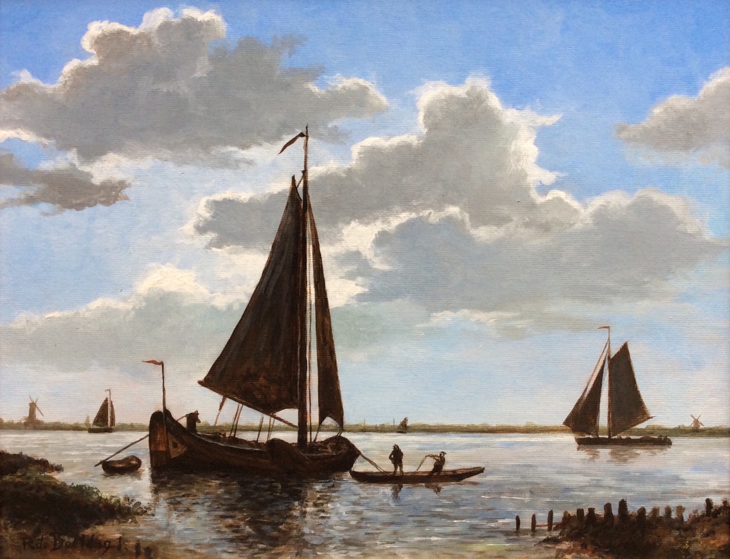 Gezicht op rivier met boten