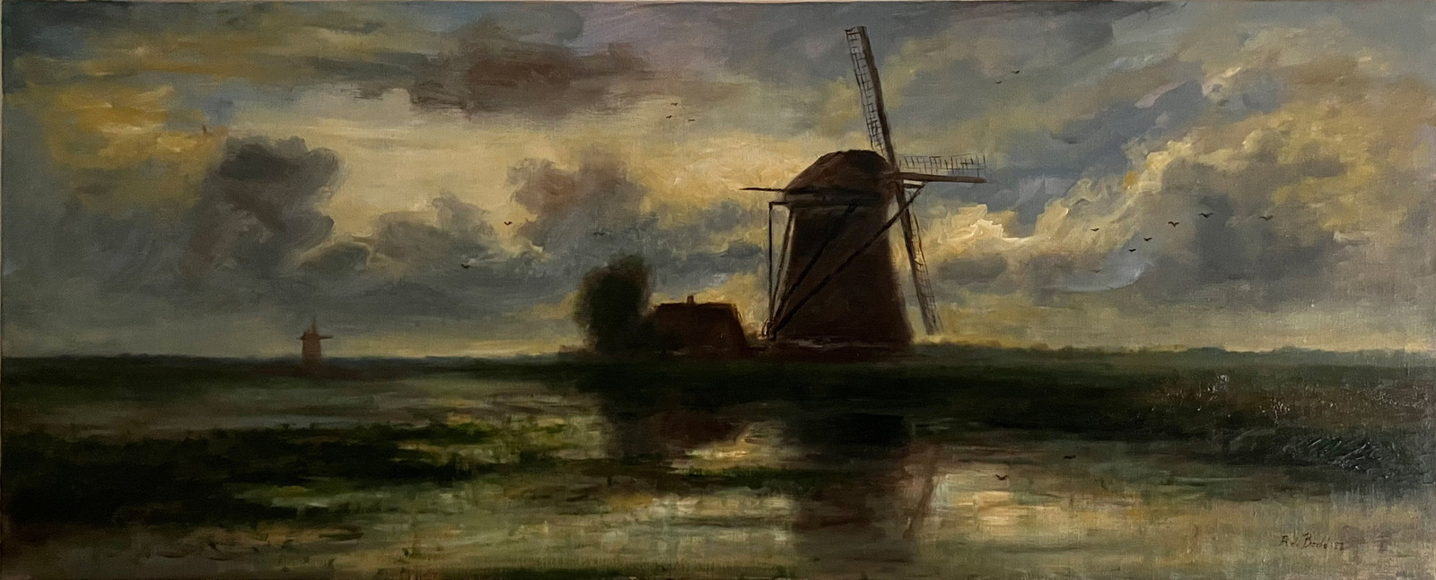 Molen bij avondschemering