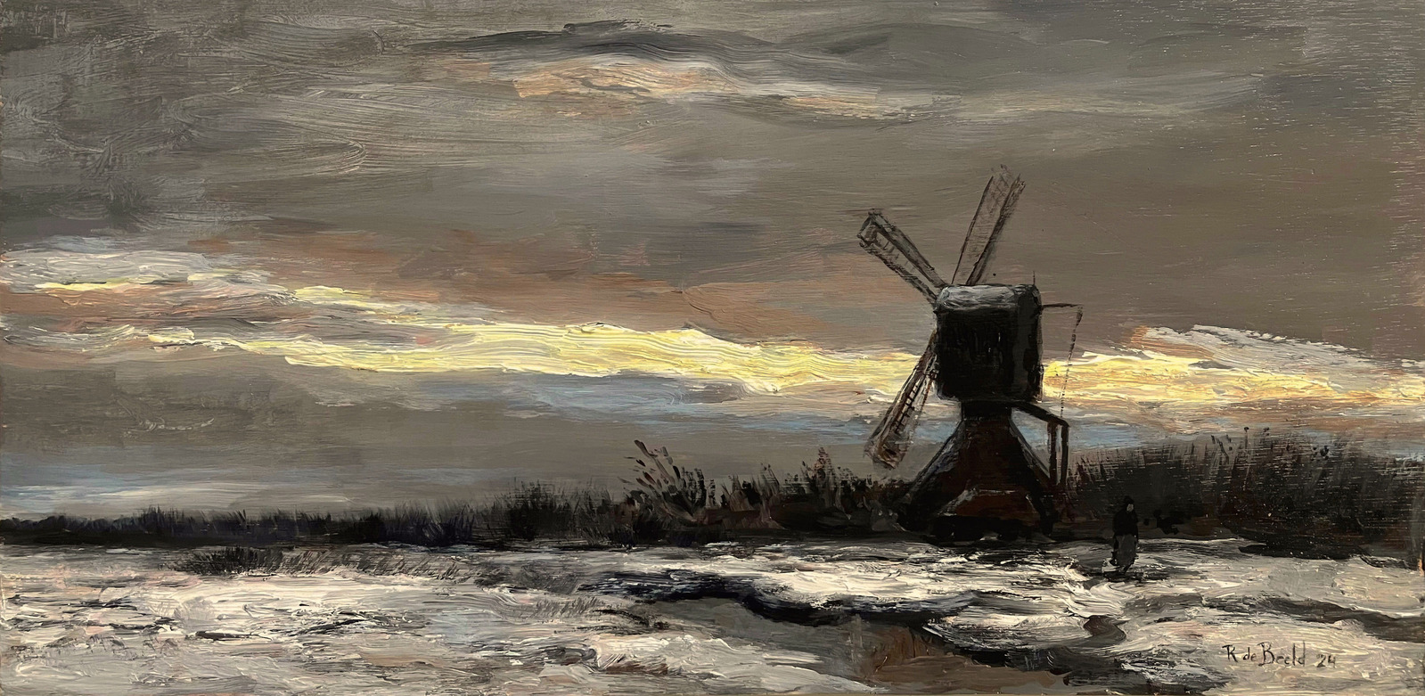 Sneeuwlandschap met molen