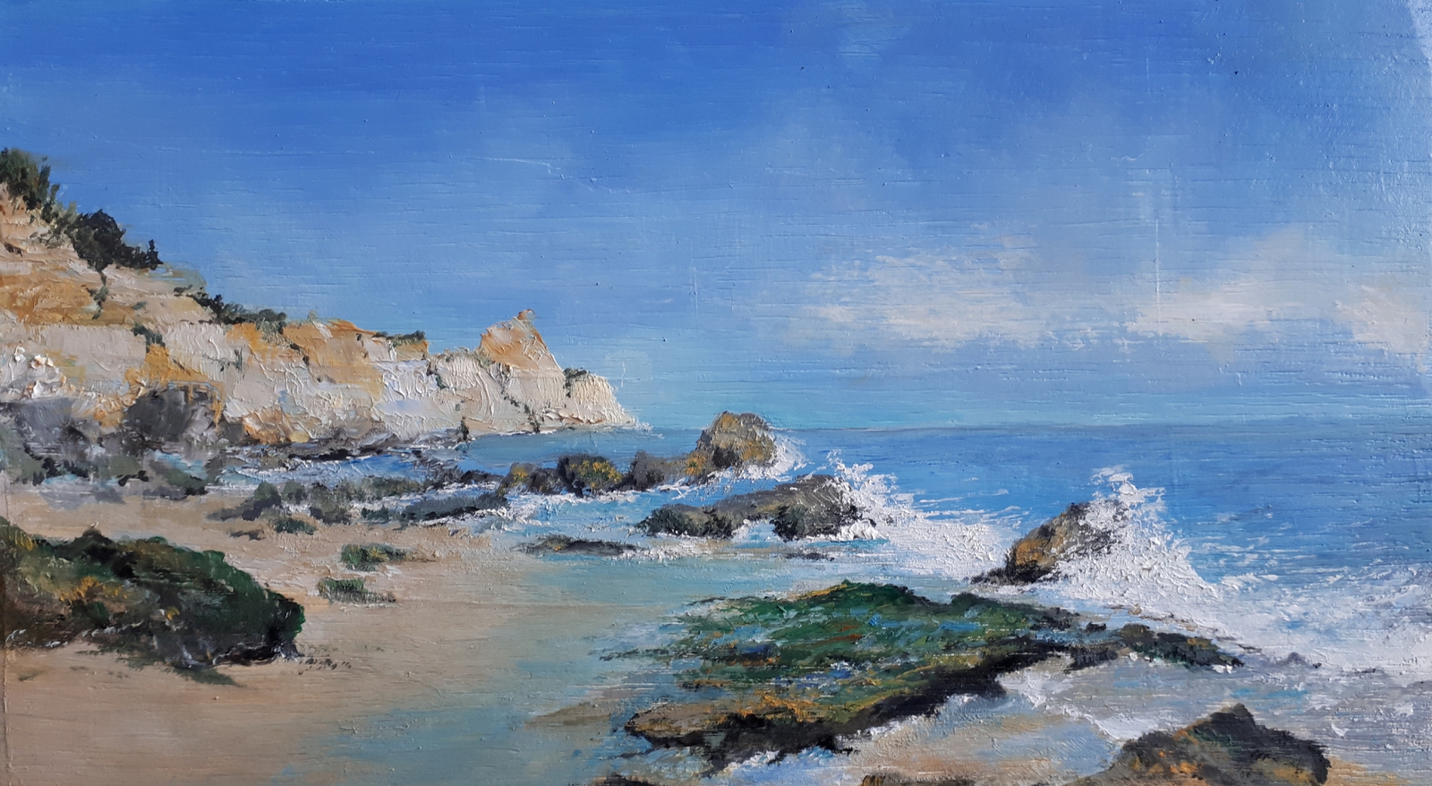 Laag water, strand bij Porto de Mos, Algarve.