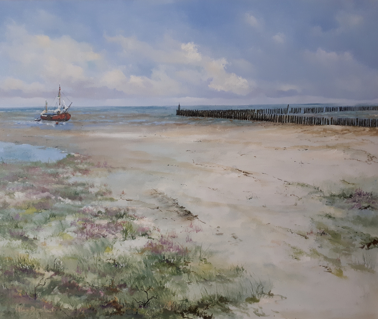 Wad en strand bij Ameland.  