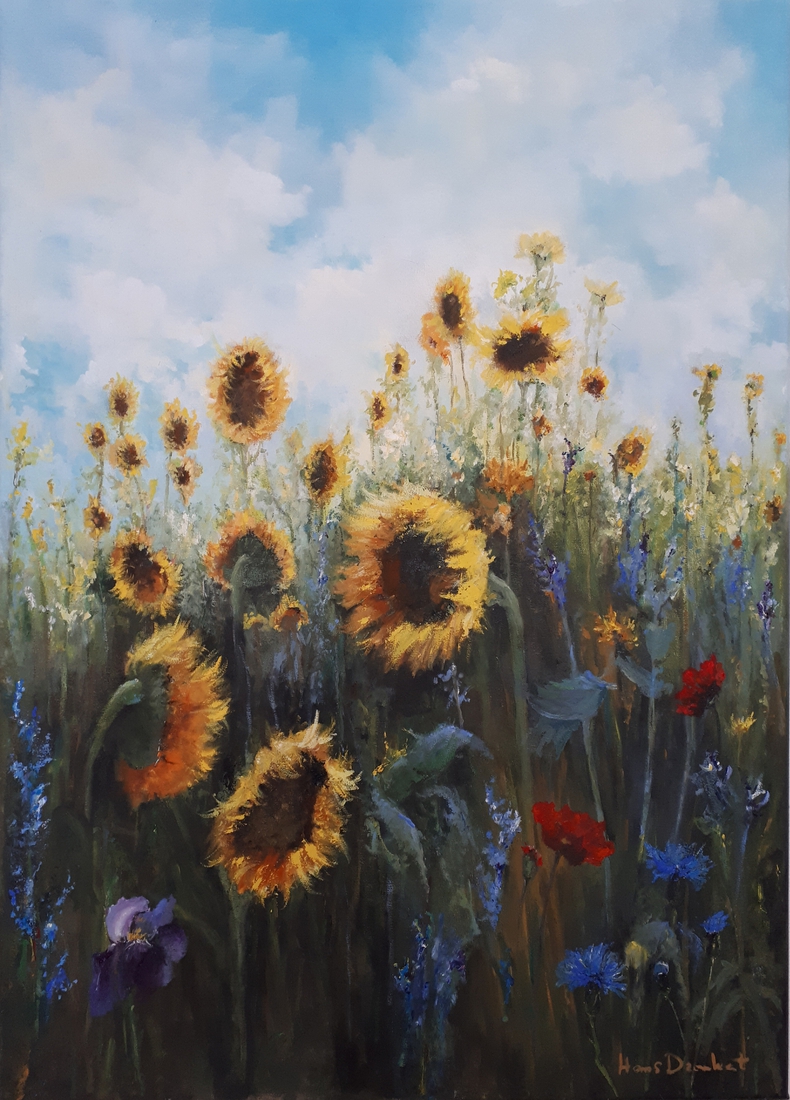 Zonnebloemen in het veld