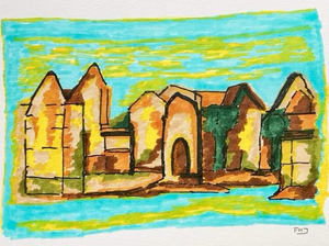 Gebruik van Aquarel pencils, druppelpen, brush pens en inkt. Op multimedia papier (double face) 300 gr. 
Landschap, Urban, Fantasie, Abstract, Geabstraheerd, Geïnspireerd. Kortom van alles wat, met water!