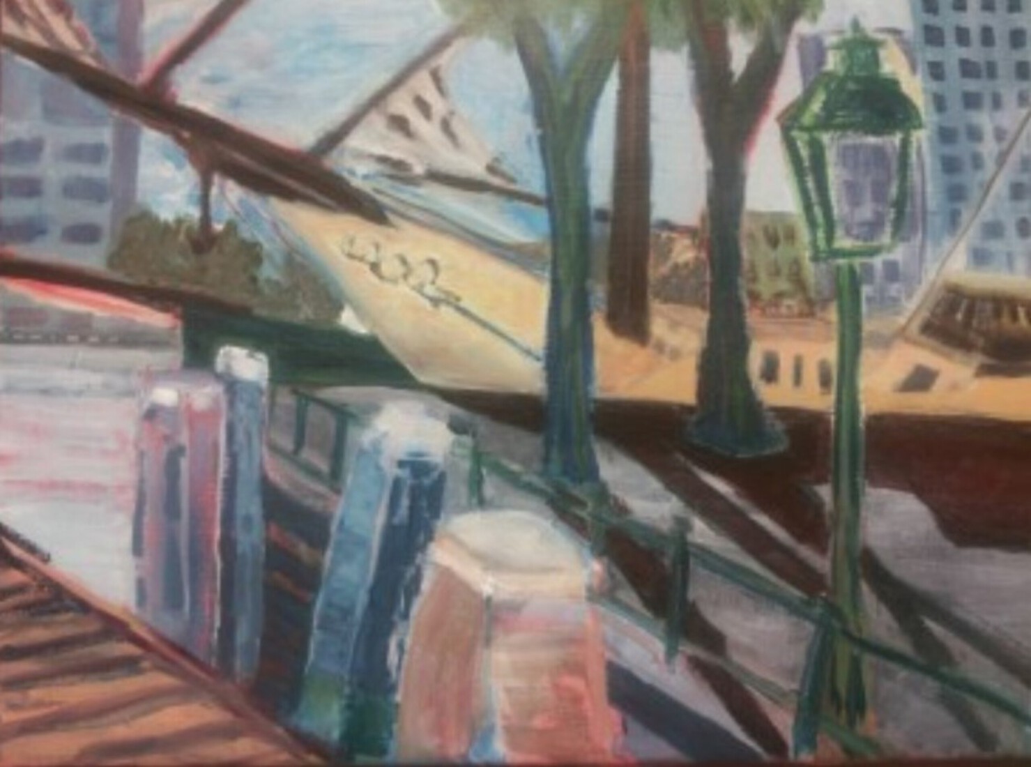 Veerhaven met lantaarn