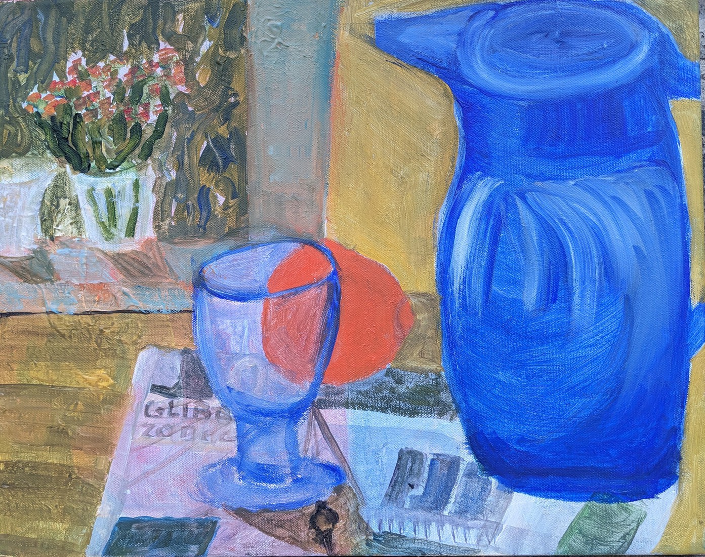 Stilleven met krant en Clementine 