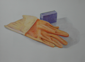 Tijdens het begeleiding geven in Atelier Paviljoen Beverwijk passeerde allerlei opdrachten de revue, ik deed dan meestal vanuit mijn thuissituatie mee om een bepaalde techniek inzichtelijk te maken, zo ook met mijn faber castell kleurpotloden techniek, met het  'glaceren' wat ik ook toepas in mijn olieverf schilderijen.