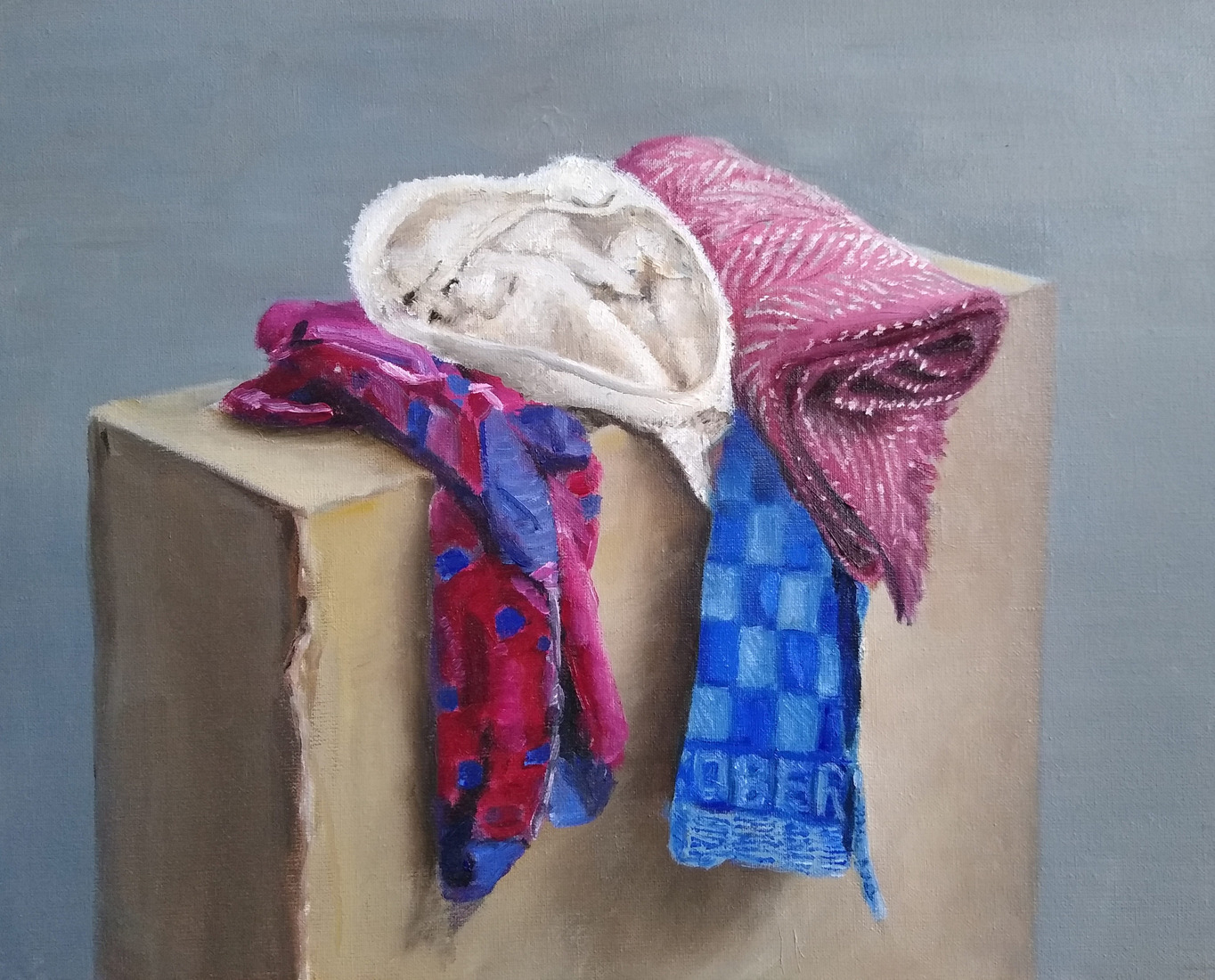 Socks, towel, tea towel, and scarf