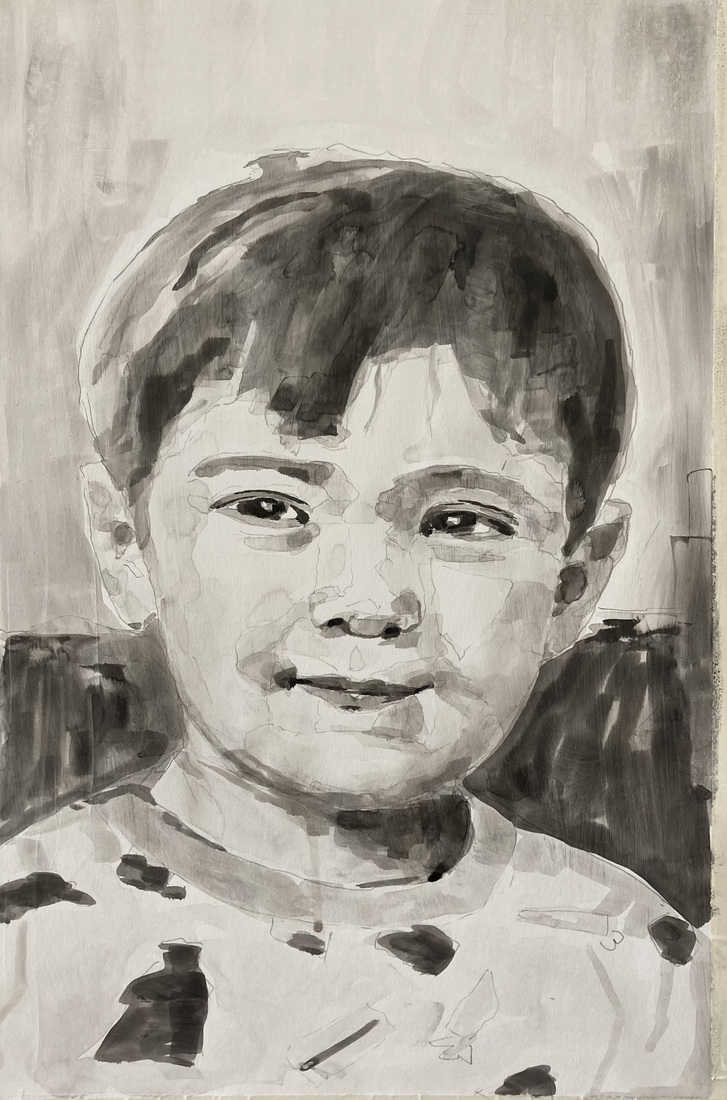 Kinderportret (gewassen inkt)
