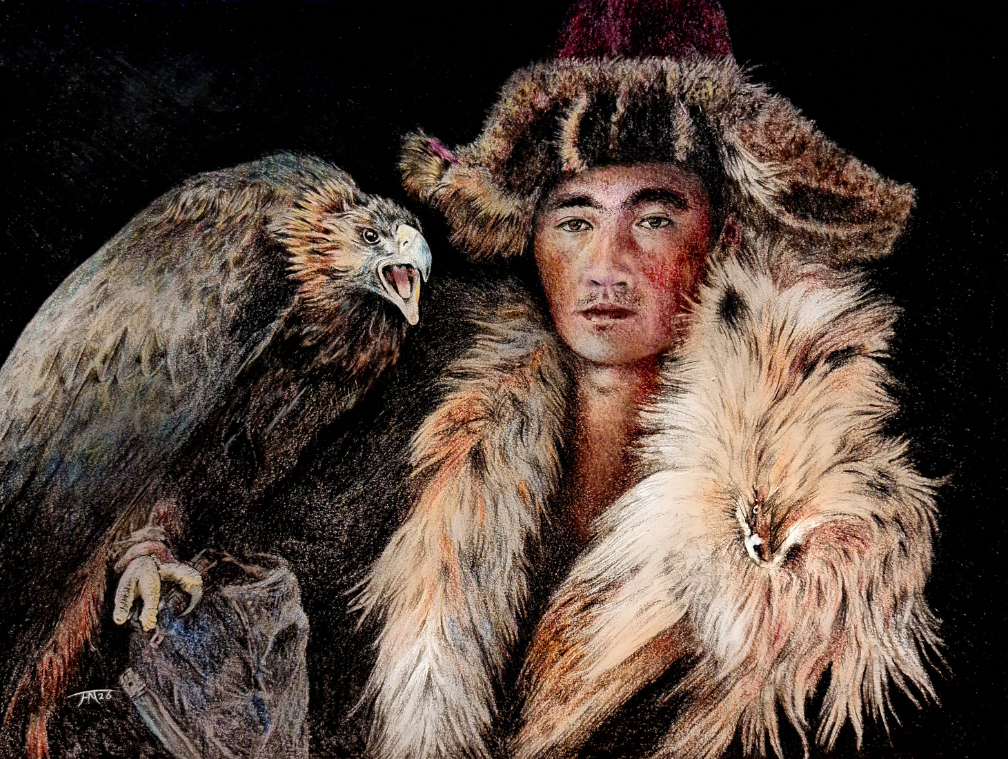 Kazachse adelaar jager in Mongolië