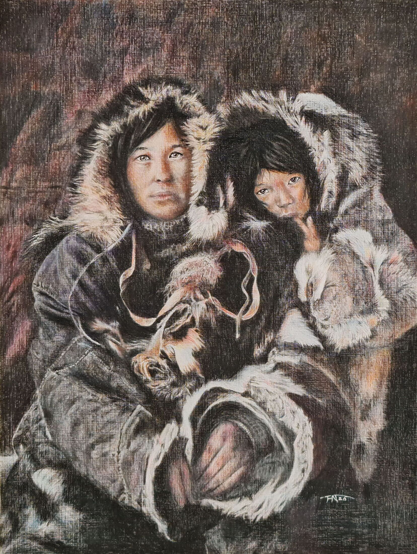 Twee Siberische Chukchi vrouwen in hun Yaranga