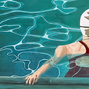 In deze serie van drie schilderijen neemt de kunstenaar ons mee in een stille maar geladen reeks: van aarzeling, via overgave, naar versmelting. 