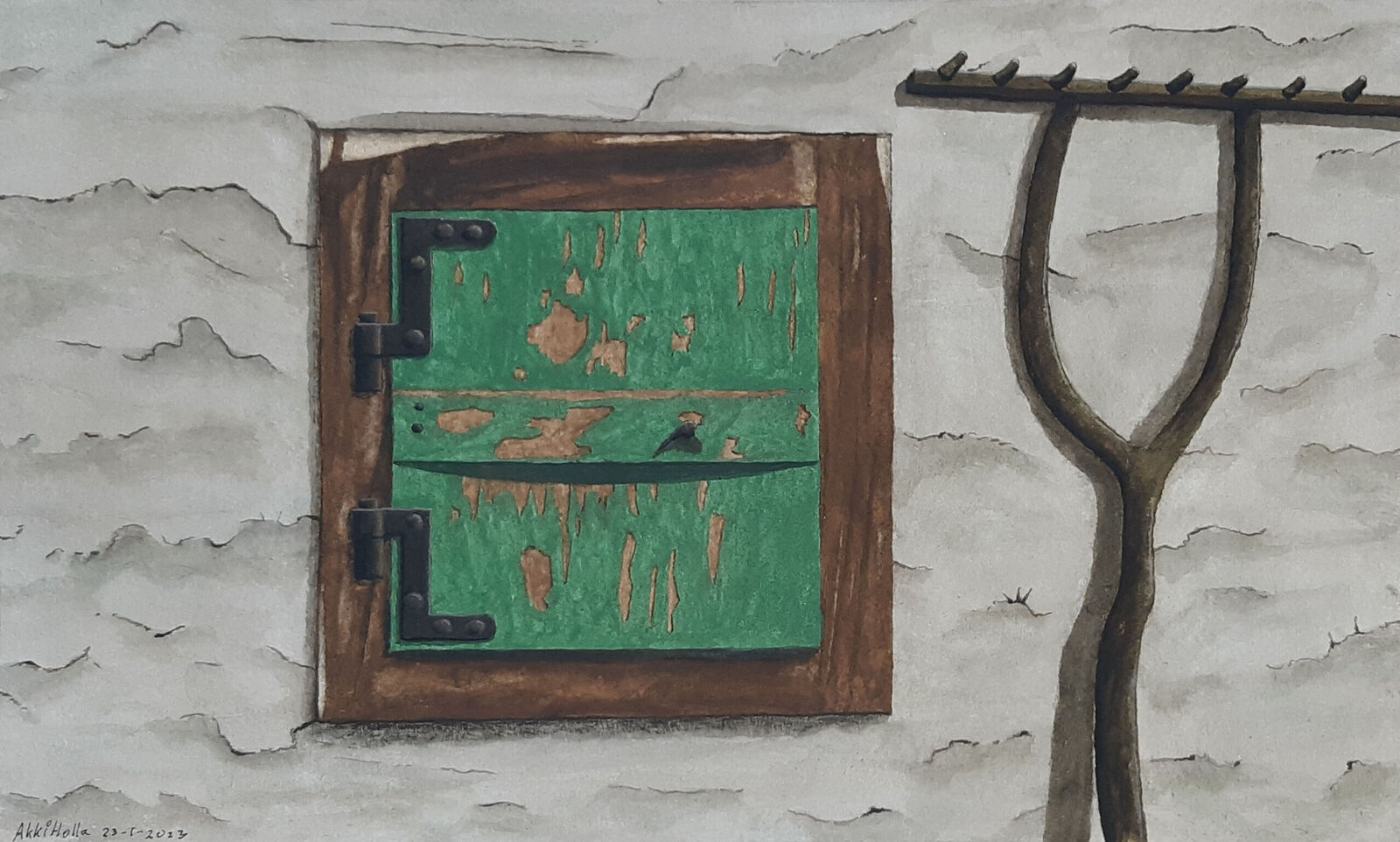 Oostenrijk, luikje met hark