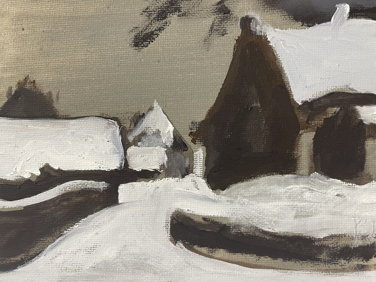 Dorp in de sneeuw naar Tames Oud