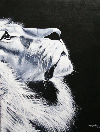 black and white lion