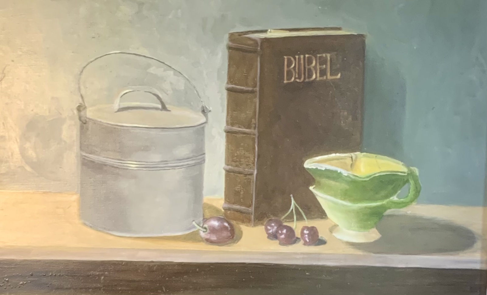 Moeders bijbel,melkbusje en stooftest.