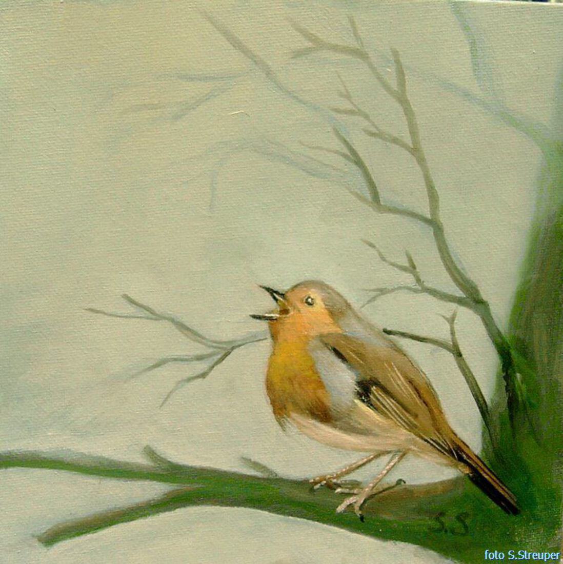 Roodborstje zingt