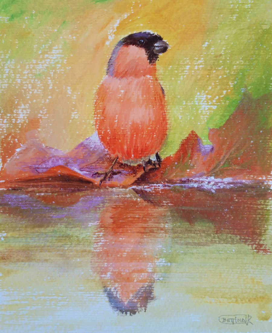 Acrylverf op papier.  