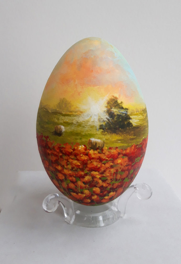 Klaprozenveld op ganzenei