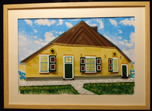 Gefused glas met emaillen 

