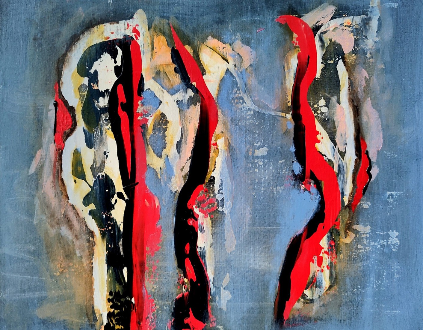 Fantasie in rood en blauw