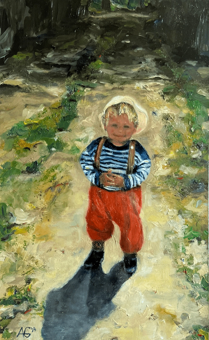 Jongen in rode broek 