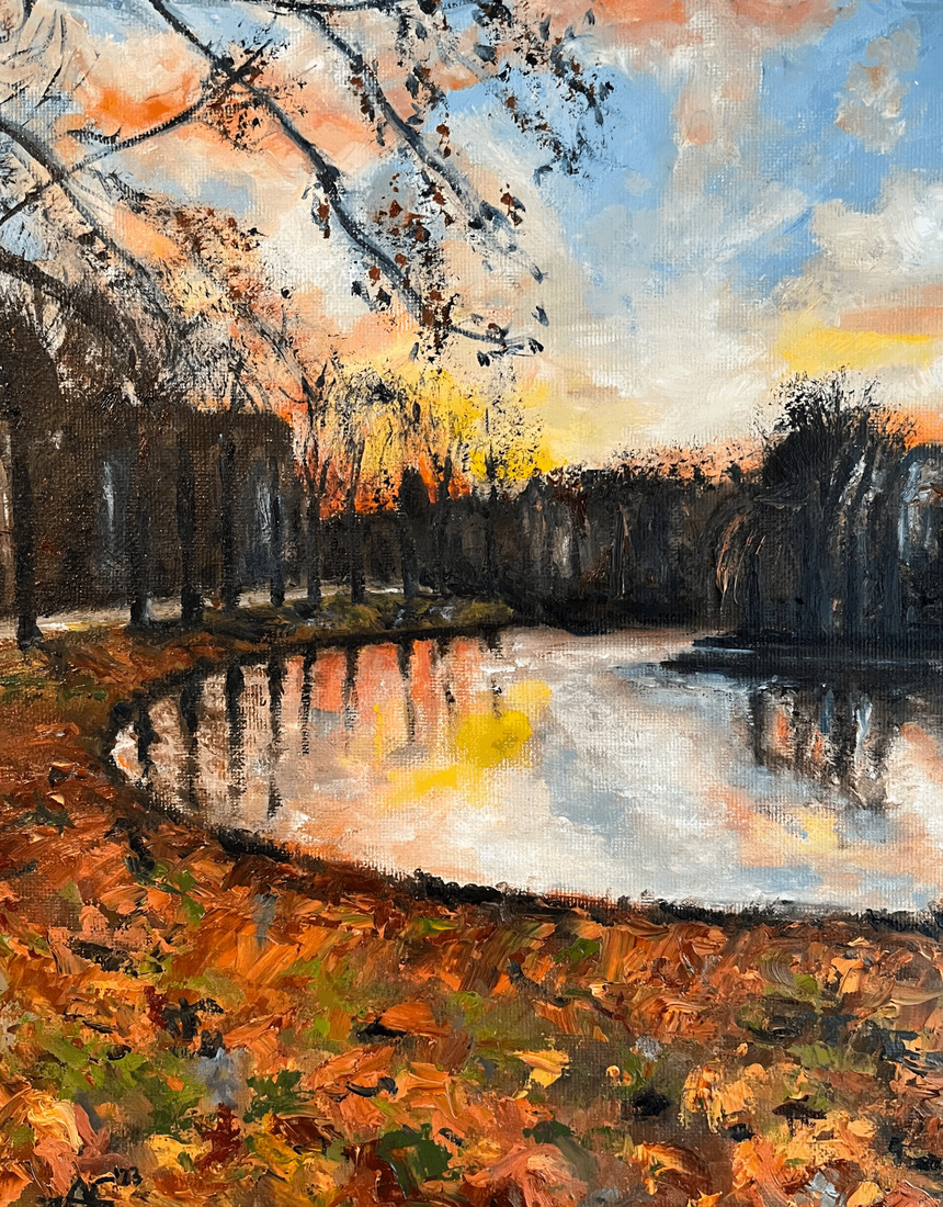 Stadsgracht in avondlicht 