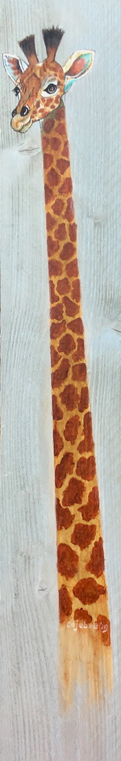 Giraffe op steigerplank (groeimeter)