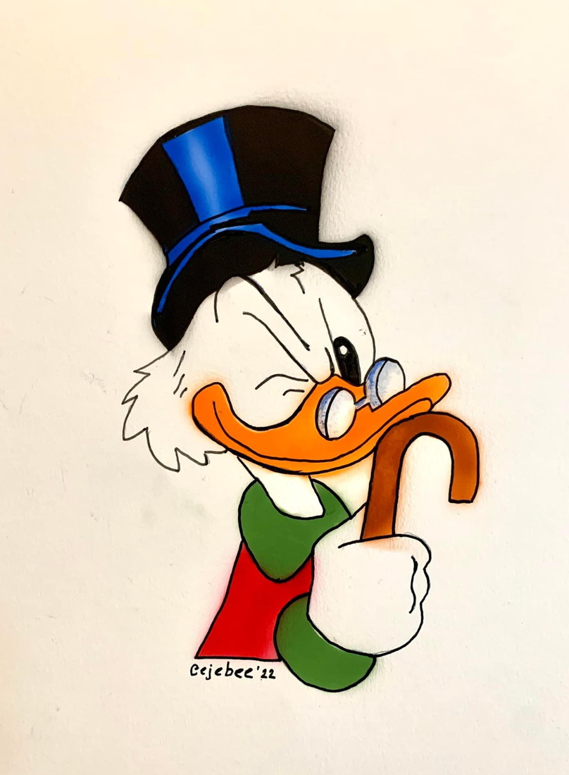 Dagobert Duck nummer 2 airbrush oefenen