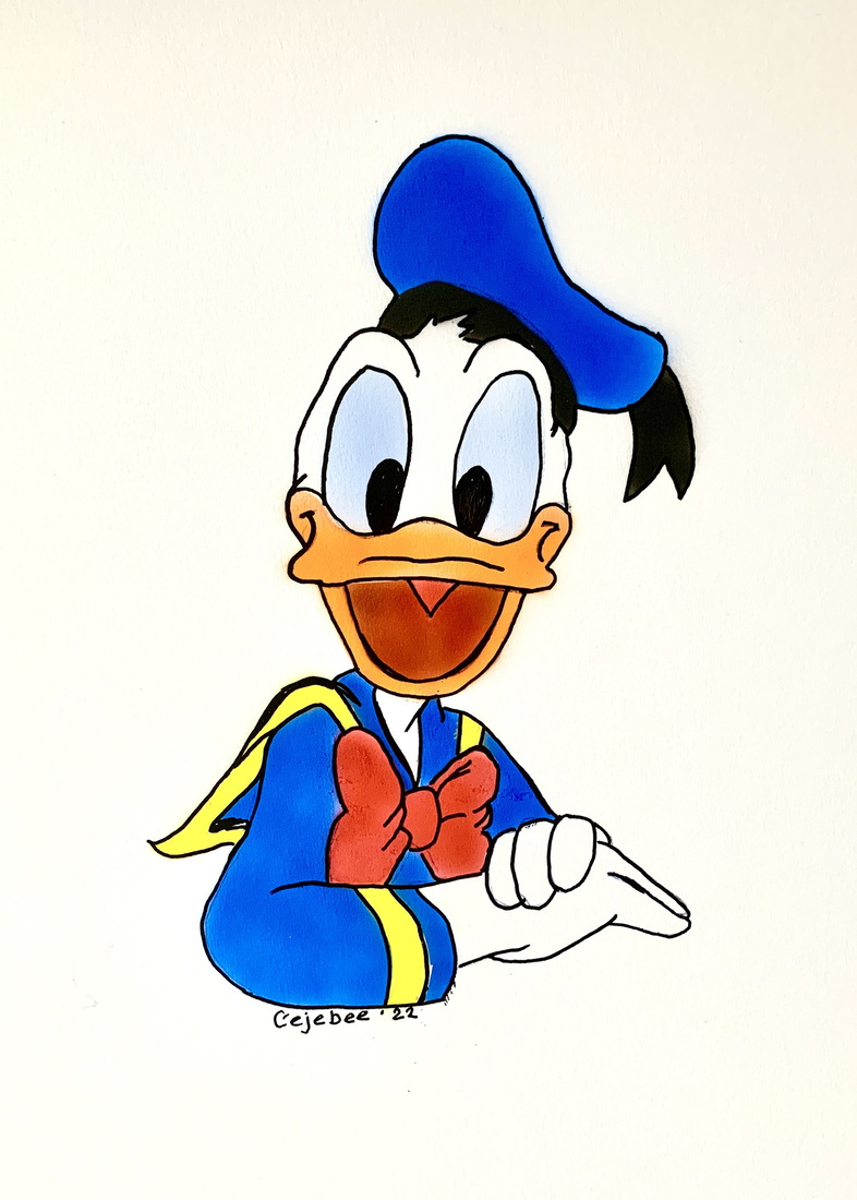 Donald Duck nummer 2 airbrush oefenen