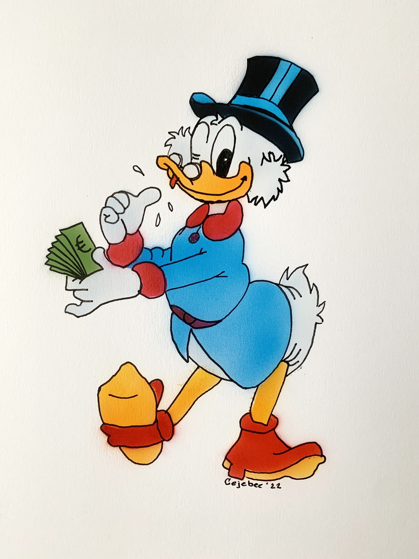 Dagobert Duck nummer 1 airbrush oefenen