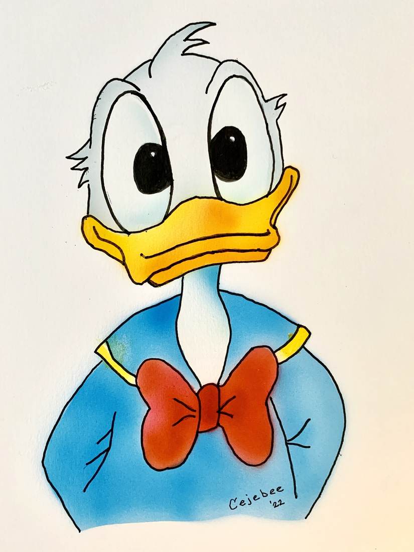 Donald Duck nummer 1 airbrush oefenen