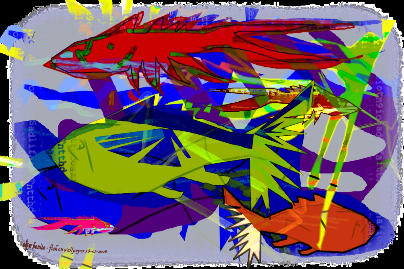 ‘fish on wallpaper’
