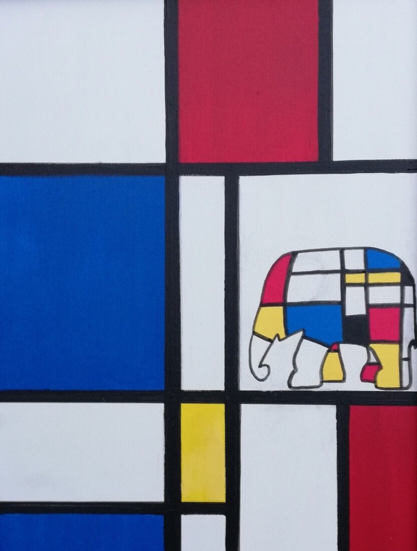 Olifantje in hokje geplaatst