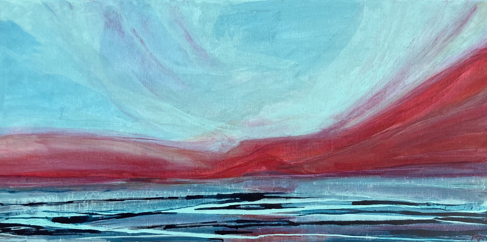 The sea at Normandy by sunset